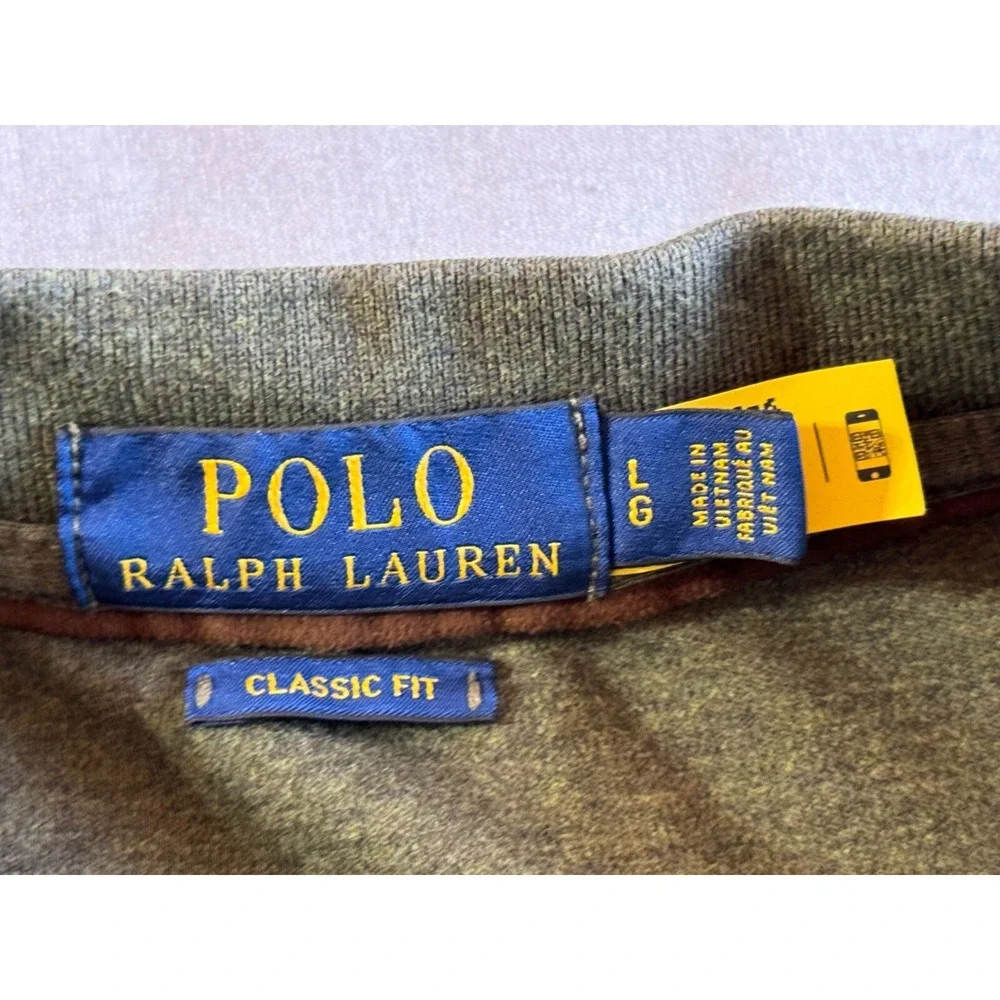 Polo Ralph Lauren‎ Shirt Mens Large Long Sleeve Gray Polo Rugby Flesh Pony
